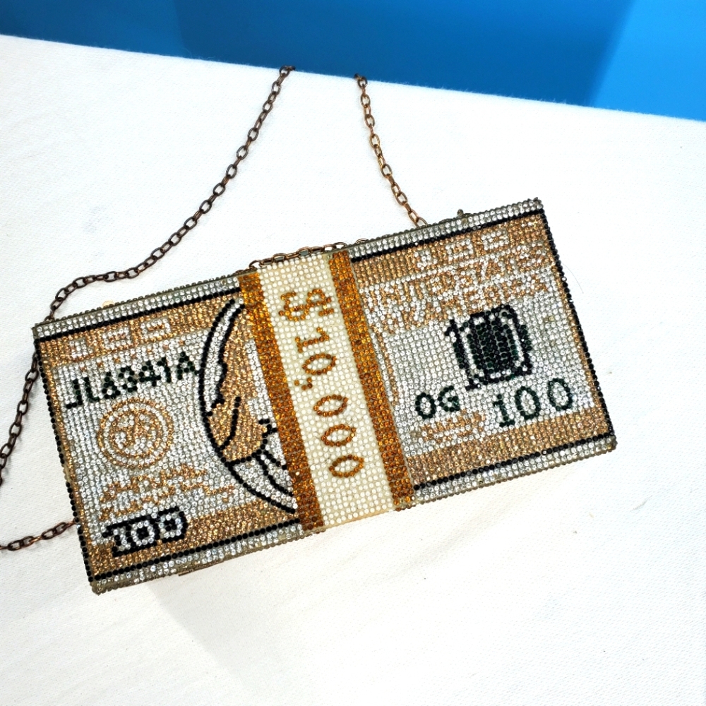 Sparkle money themed crossbody clutch